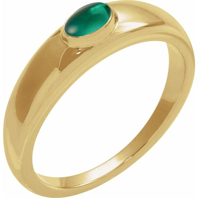 Gemmy dome ring with London blue topaz cabochon in 14K gold variant--Emerald variant--14K-yellow-gold