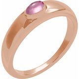 Gemmy dome ring with moonstone cabochon in 14K rose gold variant--Tourmaline variant--14K-rose-gold