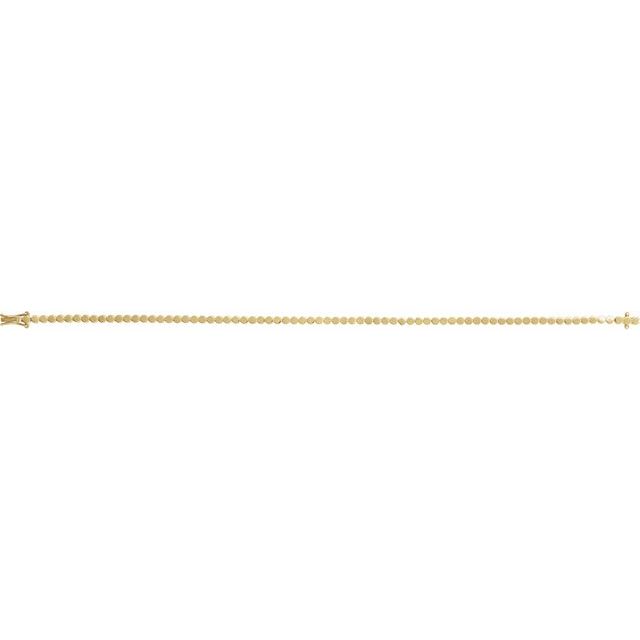 Gold circle tennis bracelet on wrist, styled close-up yellow gold variant--14K-yellow-gold