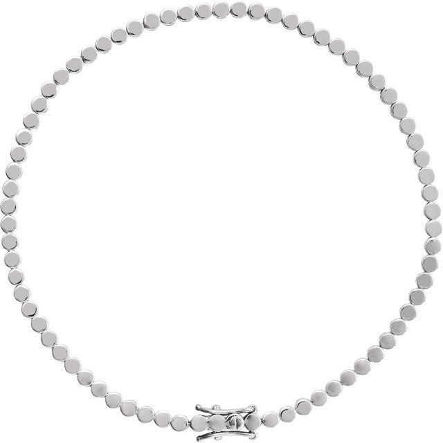 Gold circle tennis bracelet clasp detail in 14K gold Silver variant--Sterling-Silver