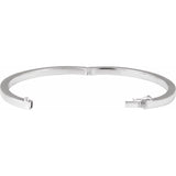 Sterling Silver Square Tube Hinged Bangle 7" Bracelet Silver variant--Sterling-Silver variant--6mm