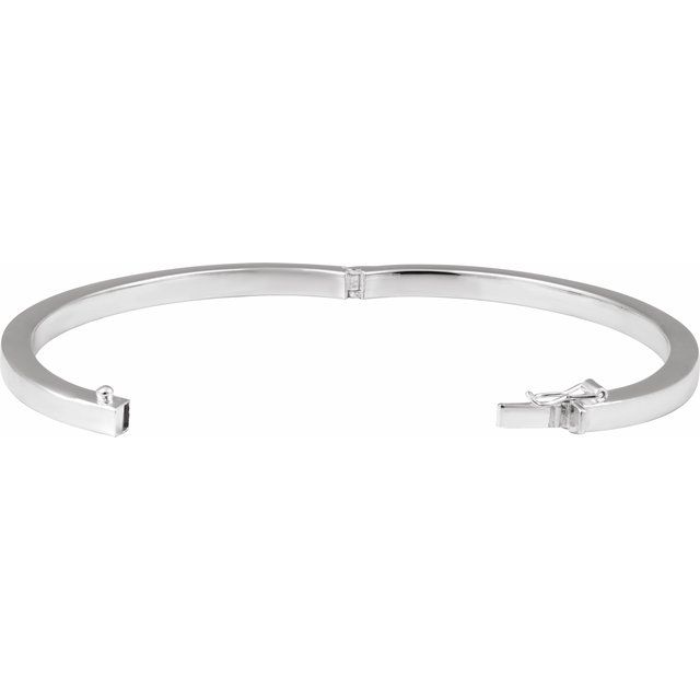 Sterling Silver Square Tube Hinged Bangle 7" Bracelet Silver variant--Sterling-Silver variant--6mm