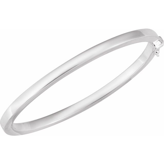 Square tube hinged bangle in 14K gold, close-up of hinge Silver variant--Sterling-Silver variant--4mm