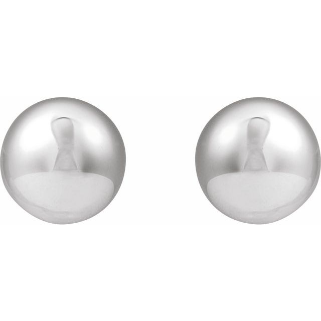 18mm button earrings in sterling silver silver variant--Sterling-silver