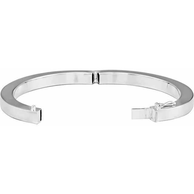 Sterling Silver Square Tube Hinged Bangle 7" Bracelet Silver variant--Sterling-Silver variant--6mm