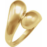 14K Yellow/White Puff Bypass Ring variant--14K-yellow-gold