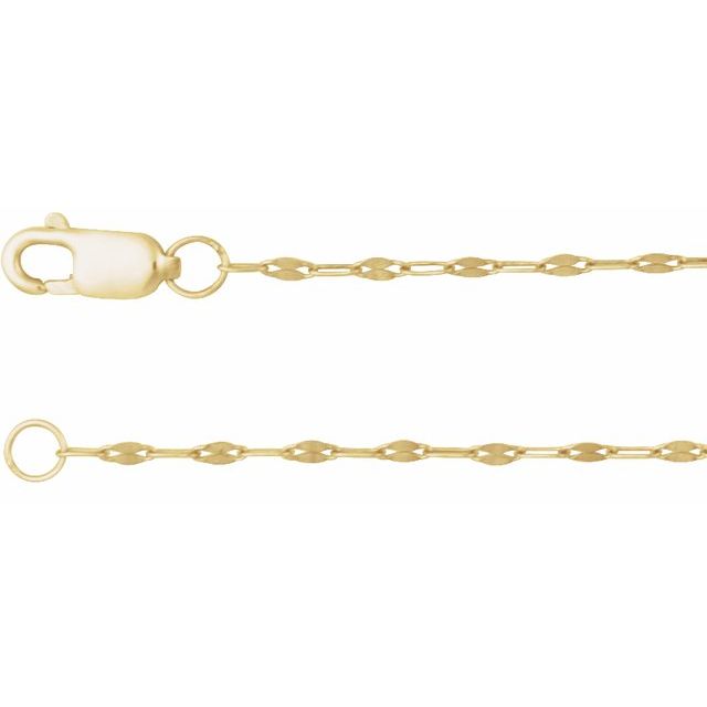 keyhole chain in solid 14k yellow gold close up
