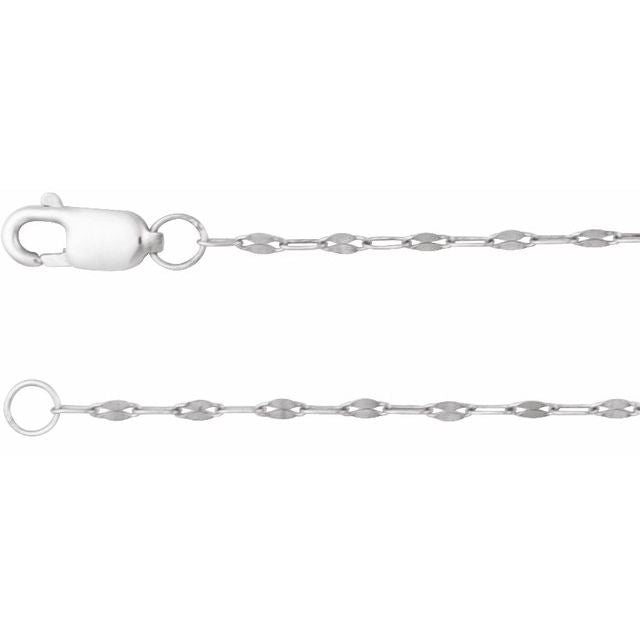 keyhole chain in solid 14k white gold close up with clasp variant--14K-white-gold variant--16in variant--18in variant--20in variant--24in variant--7in variant--Sterling-Silver