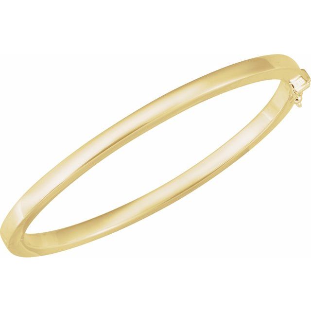 Square tube hinged bangle in 14K gold, side angle yellow gold variant--14K-yellow-gold variant--4mm
