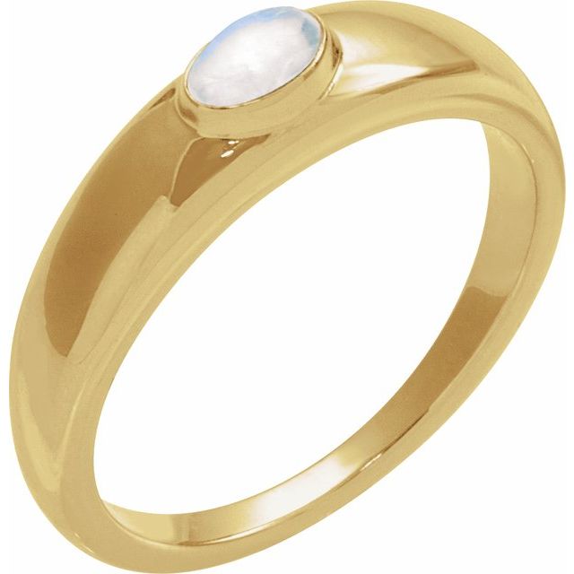 Gemmy dome ring with moonstone cabochon in sterling silver variant--Moonstone variant--14K-yellow-gold