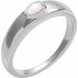 Gemmy dome ring with turquoise cabochon in 14K yellow gold variant--Moonstone variant--14K-white-gold variant--Sterling-silver