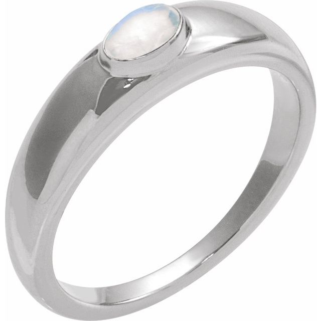Gemmy dome ring with turquoise cabochon in 14K yellow gold variant--Moonstone variant--14K-white-gold variant--Sterling-silver