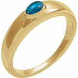 Gemmy dome ring with green tourmaline cabochon in 14K white gold variant--London-Topaz variant--14K-yellow-gold