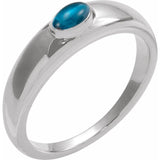 Gemmy dome ring with pink tourmaline cabochon in 14K gold variant--London-Topaz variant--14K-white-gold variant--Sterling-silver