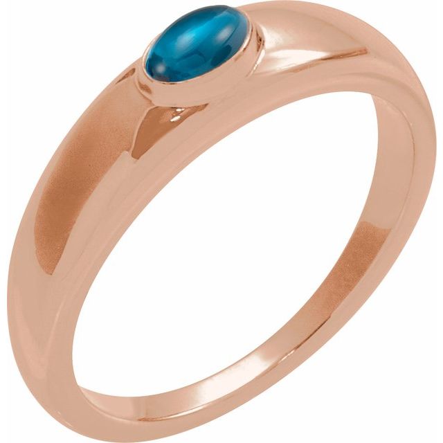 Gemmy dome ring with tourmaline cabochon in sterling silver variant--London-Topaz variant--14K-rose-gold