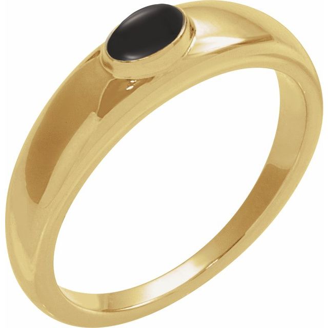 Gemmy dome ring with black onyx cabochon in 14K white gold variant--Onyx variant--14K-yellow-gold