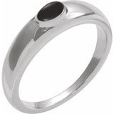Gemmy dome ring with black onyx cabochon in 14K rose gold variant--Onyx variant--14K-white-gold variant--Sterling-silver
