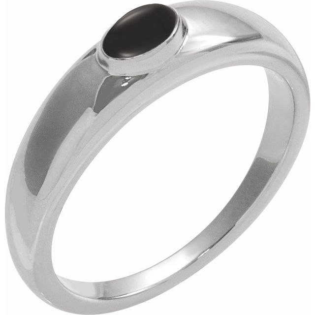 Gemmy dome ring with black onyx cabochon in 14K rose gold variant--Onyx variant--14K-white-gold variant--Sterling-silver