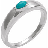 Gemmy dome ring with turquoise cabochon in sterling silver variant--Turquoise variant--14K-white-gold variant--Sterling-silver