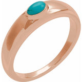 Gemmy dome ring with black onyx cabochon in 14K yellow gold variant--Turquoise variant--14K-rose-gold