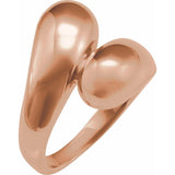 14K gold puff ring styled in modern ring stack variant--14K-rose-gold
