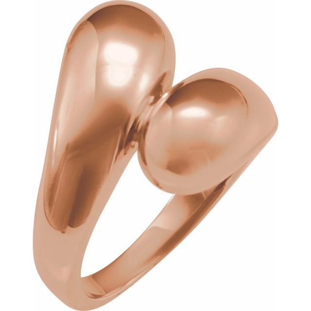14K gold puff ring styled in modern ring stack variant--14K-rose-gold