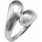 Gold bypass ring close-up of puffy sculptural detail variant--14K-white-gold variant--Sterling-silver