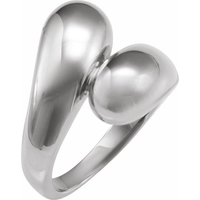 Gold bypass ring close-up of puffy sculptural detail variant--14K-white-gold variant--Sterling-silver