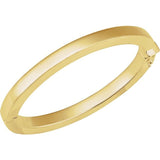Square tube hinged bangle in 14K gold, front view