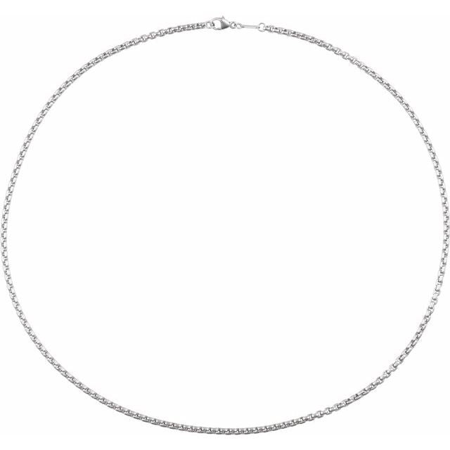 Rounded box chain in sterling silver, showing rounded box links variant--Sterling-silver variant--8in variant--18in variant--20in variant--24in