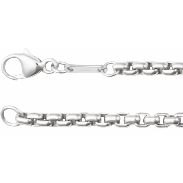 Rounded box chain in sterling silver, front view variant--Sterling-silver variant--8in variant--18in variant--20in variant--24in