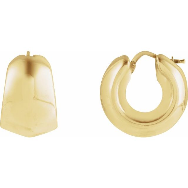 Tapered hoop earring in 14K gold, on model variant--14K-yellow-gold