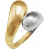 Puff bypass ring in sterling silver, front view/white/white variant--14K-yellow/white