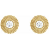 14K yellow gold diamond spur stud earrings with natural diamonds
