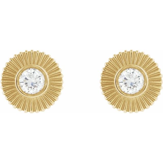 14K yellow gold diamond spur stud earrings with natural diamonds