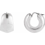 Tapered hoop earring in 14K gold, front view variant--Sterling-silver