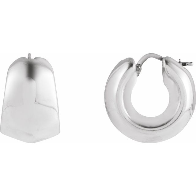 Tapered hoop earring in 14K gold, front view variant--Sterling-silver