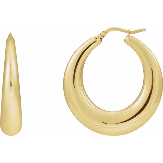 Large puffy hoop earrings in 14K yellow gold, product view
