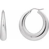 Large puffy hoop earrings in 14K gold, showing rounded silhouette silver variant--Sterling-silver