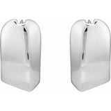 Silver puffed huggy hoop earrings, front view