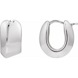 Silver puffed huggy hoop earrings, front view