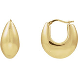 Side view of 14K gold tapered hoop earrings showing sculptural profile variant--14K-yellow-gold