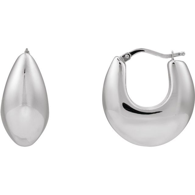 Sterling silver tapered hoop earrings side profile with lever-back closure variant--Sterling-silver