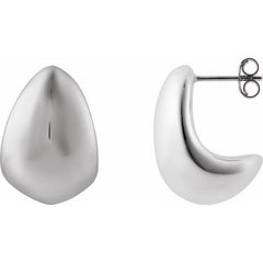 Teardrop earring in 14K gold, side angle silver variant--Sterling-silver