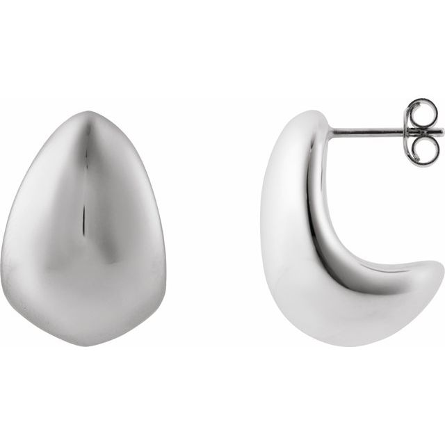 Teardrop earring in 14K gold, side angle silver variant--Sterling-silver