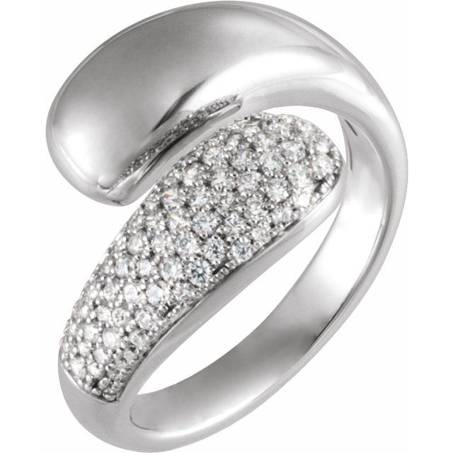 White gold sculptural pavé bypass ring white gold variant--14K-white-gold variant--Diamond-Lab variant--Diamond-Nat