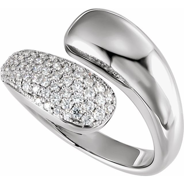 Diamond pavé bypass ring in 14k white gold with lab diamonds white gold variant--14K-white-gold variant--Diamond-Lab variant--Diamond-Nat