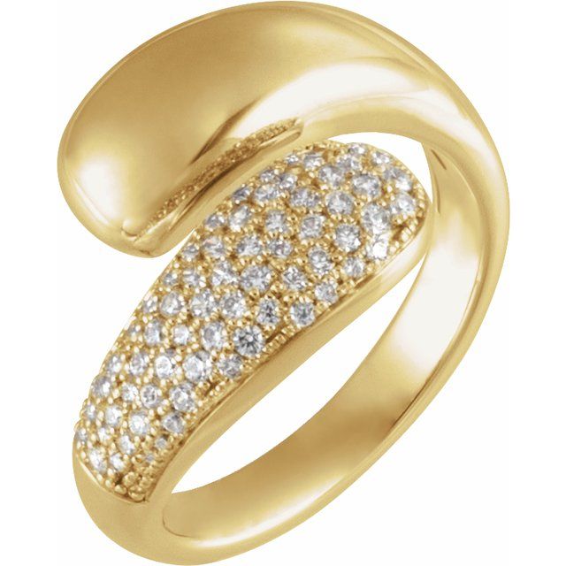 Yellow gold curved bypass diamond ring yellow gold variant--14K-yellow-gold variant--Diamond-Lab variant--Diamond-Nat