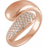 Diamond pavé bypass ring in 14k rose gold with natural diamonds rose gold variant--14K-rose-gold variant--Diamond-Lab variant--Diamond-Nat