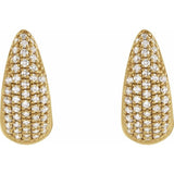 Diamond huggy hoop earrings in 14K gold, side profile showing hinged closure yellow gold variant--14K-yellow-gold